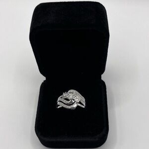 0.40 CT Natural Diamond Silver Ring